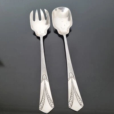 WMF Couvert A Salade ART NOUVEAU 1900 Métal Argenté JUGENDSTIL Salad Set - Photo 1/4