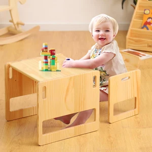 Set Tavolo E Sedia Montessori per Bambini 1-3 Anni, Altezza Regolabile, Ideale p - Foto 1 di 12