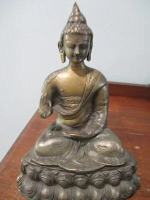 DaMing Xuande Antique China Bronze Gilt Shakyamuni Amitabha Buddha Statue Figure - Image 1 of 4