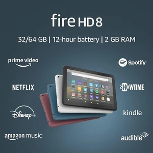 Amazon Kindle Fire HD 8 Tablet 8" Display 10th Gen With Alexa 32GB Black 2020 - Picture 1 of 3