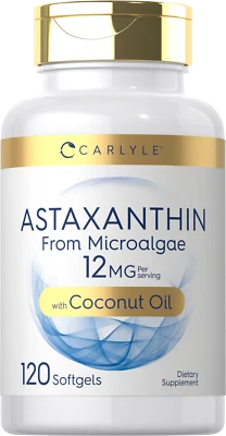 Astaxanthin 12mg | 120 Softgels | from Microalgae, with Coconut Oil | by Carlyle - Image 1 of 4