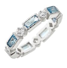 #2 NWT MSRP $68.00 Sterling Silver Blue  CZ Victorian Band Ring SIZE 8