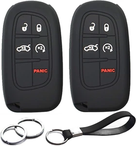 2Pcs Compatible with Jeep Cherokee GQ4-54T Smart 5 Buttons Black Silicone FOB Ke - Picture 1 of 12