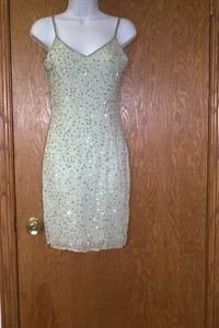 VTG 80's Lillie Rubin silk sequin beaded Mini party cocktail club DRESS P EUC - Picture 1 of 6