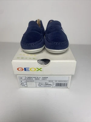 Geox Toddler Boy Loafers Size 9 Blue Suede Slip On Shoes New Never Worn with Box - Image 1 of 4