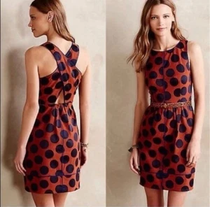 Anthropologie Maeve - Vestido informal Rokin a lunares azul espalda entrecruzada talla 0 - Imagen 1 de 10