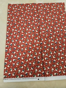 Tela navideña vintage con estampado de muñeco de nieve Cranston rojo ladrillo 100 % algodón una yarda - Imagen 1 de 6