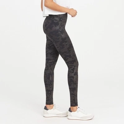 Spanx Faux Leather Camo Leggings, Matte Black Camo (Sz L) - Image 1 of 4