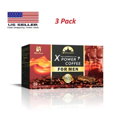 WINSTOWN X Power Coffee for Men Maca XPower Herbal Coffee USA Seller 16 Bags (3 Pack)