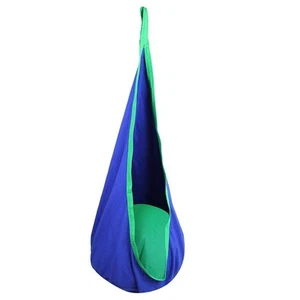 Kids Pod Swing Chair Indoor Outdoor Blue Comfortable Hanging Seat for Fun - Picture 1 of 12
