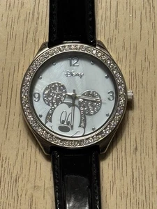 Accutime Disney Minnie Mouse Watch Black Strap Rhinestone Bezel Women’s - Picture 1 of 6
