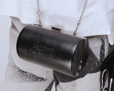 Unisex JEAN PAUL Gaultier Clutch Snap Closure Cylinder Black Faux Leather Bag - Image 1 of 4
