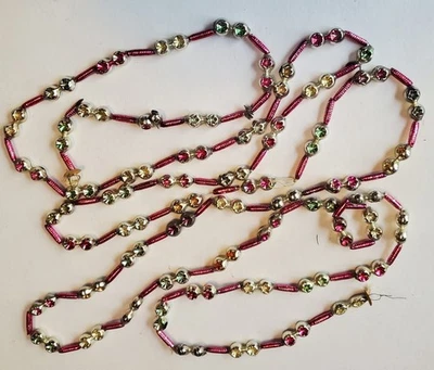 100" String VTG Shiny Brite Beaded Double Indent Mercury Glass Garland Christmas - Image 1 of 4