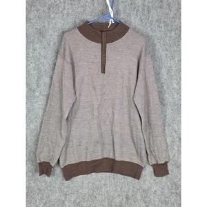 Peter Millar XL Merino Wool Quarter Button Pullover Sweater Mens Brown Gray - Picture 1 of 10