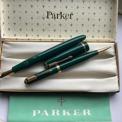 PARKER SENIOR  DUOFOLD  14CT   GOLD   NIB FOUNTAIN PEN/PENCIL  SERVICED  SUPERB - Image 1 of 4