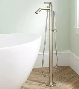 Signature Hardware Napier Freestanding Tub Faucet w/ Hand Shower Brushed Nickel - Picture 1 of 1
