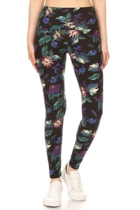 Long Yoga Style Banded Lined Floral Printed Knit Legging With High Waist - Picture 1 of 4