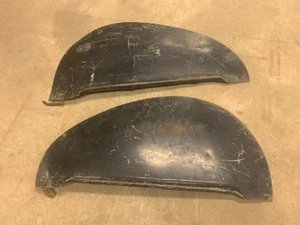 Pair Ford Steel Rear Fender Skirt Tear Drop Style Outside Mount 1936-1948 - Picture 1 of 18