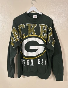 Green Bay Packers Vintage 90’s Sweater Big Log Size Large Made In USA Riddell - Bild 1 von 8