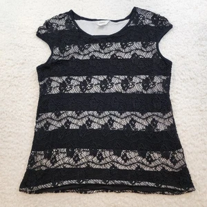 CJ Banks Vintage Baby Tee T-Shirt Top XL schwarz Spitze Whimsy Goth Witchy Artsy - Bild 1 von 6