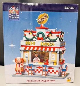 Lemax Carole Towne "Nick's Hot Dog Stand" 2008 Christmas Milk Shakes Lights Up - Picture 1 of 5