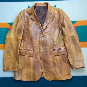 Jose Luis Western Leder Blazer Jacke Made In USA Antik Gebürstet Größe 40 - Bild 1 von 8