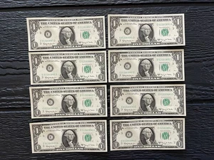 Lot Of 8 Sequential 1963A One Dollar Bills Notes $1 About Uncirculated (AU) - Picture 1 of 11