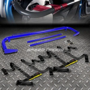BARRA ARNÉS CHASIS ACERO INOXIDABLE 49" AZUL + CINTURÓN DE SEGURIDAD HEBILLA CORREA 4-PT NEGRO - Imagen 1 de 11
