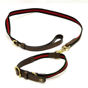 Gucci Dog Leash and Collar Sherry Line Red Canvas 2722966 - Picture 1 of 21