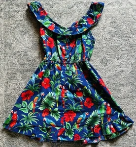 Vintage Girl’s Blue Parrot Themed Summer Dress - Picture 1 of 2