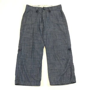 Lee One True Fit Capri Chambray Blue Roll Adjustable Cuffs Women's Size 8 M - Picture 1 of 12
