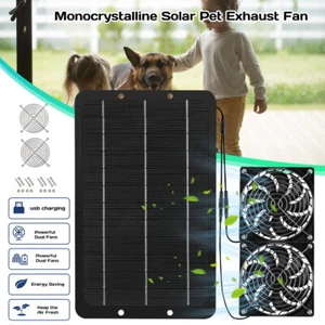 Solar Powered Fan Exhaust Vent Dual Cool Fan for Attic Roof Pet House Greenhouse - Picture 1 of 15