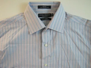 DANIEL CREMIEUX 15.5 / 34 Classic Dress Shirt Button Front HENRY Shirt Blue Red - Picture 1 of 5
