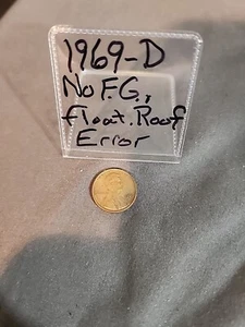1969-d No FG and Floating Roof Error Coin Lincoln penny Free Ship. - Picture 1 of 6