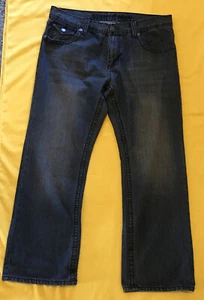 Pantalones de mezclilla Xtreme Couture para hombre 36 x 30 azul corte bota bolsillo bordado relajado Y2K - Imagen 1 de 7