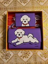New Marc Tetro White Poodle Purple Wallet Handbag Set Poodle Dog Gift Set