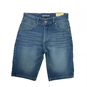 Tommy Hilfiger Boy's slim stretch jean Bermuda short blue size 14 - Picture 1 of 9