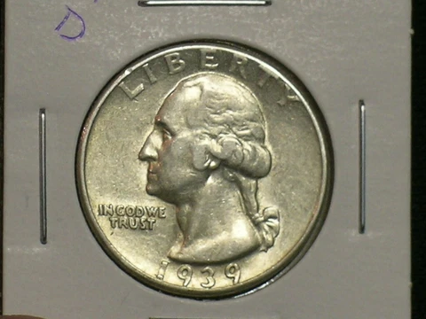 1939-D  Sharp Washington Quarter -                        (AE7) Cover