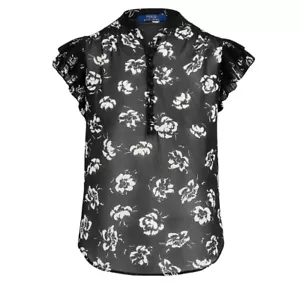 Genuine Ralph Lauren Black Floral Rose Print Crepe Blouse. Size S. RPR £149 - Picture 1 of 5