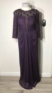 ALEX EVENINGS WOMENS DRESS LONG GOWN WITH SEQUIN LACE BODICE AND CHIFFON SIZE 16 - Picture 1 of 10