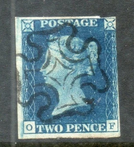 GB QV 1840 2d Azul SG4 DE Negro Maltés Cross Cat £1200 4 margen - Imagen 1 de 2