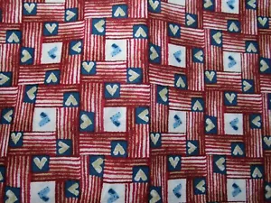 Concord Fabrics Blocks of Hearts & Stripes 100% quilt cotton Sold by Half Yard - Picture 1 of 2