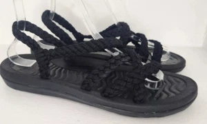 Megnya Black Braided Rope Walking/Water Arch Support Sandals Women's Size: 9 - Picture 1 of 6
