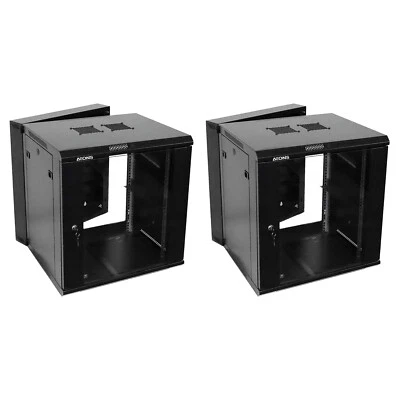 AEONS 12U Double Section Hinged Swing Out 19-Inch Wall Mount Server Cabinet 2-Pa - Image 1 of 4