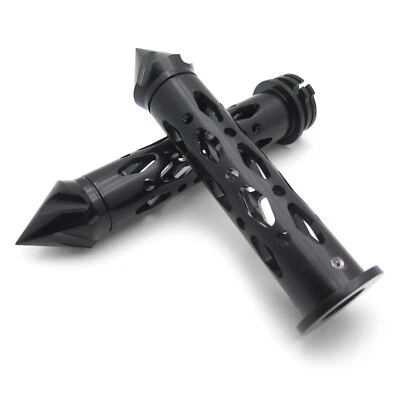 CNC 7/8" 22mm Spike Bar Ends Grips For Kawasaki Ninja ZX9 ZX10 ZX12 ZX14 BLACK - Image 1 of 4