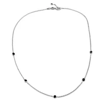 Collana Argento 925 con Zirconi Neri Tondi - Immagine 1 di 4