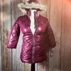 Tommy Hilfiger Big Girls Diamond Quilt Long Hooded Puffer Jacket - Small NWT - Picture 1 of 5