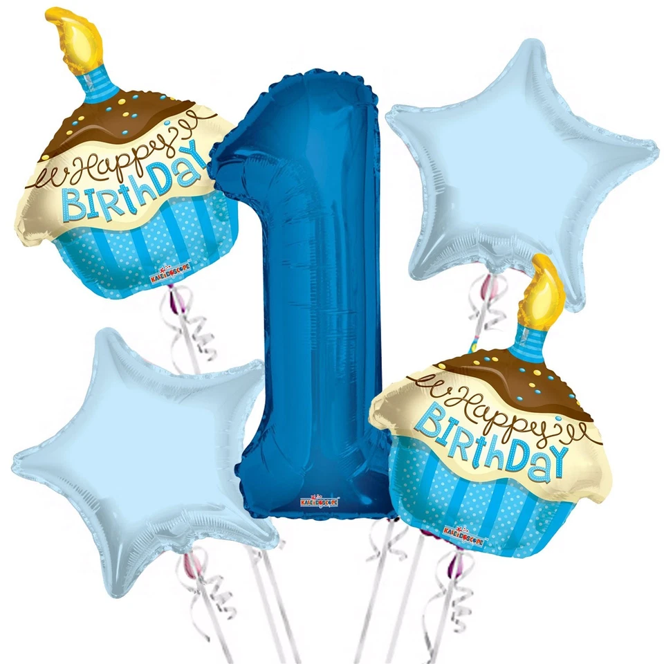 Buquê de balão para cupcakes 1º aniversário 5 peças - Suprimentos para festa - Imagem 1 de 1