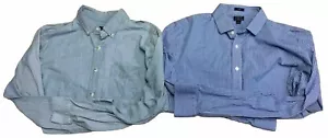 Camicia da lavoro J.Crew slim fit cotone chambray blu abbottonata slim antirughe check - Foto 1 di 23