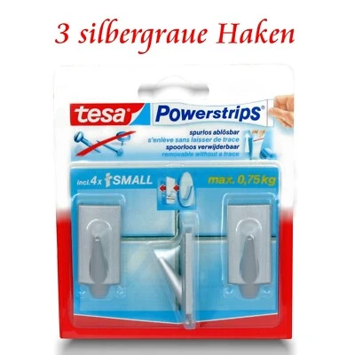 tesa Powerstrips® Haken -1 Pack = 3 Klebehaken - Selbstklebend o. Bohren grau - Bild 1 von 4